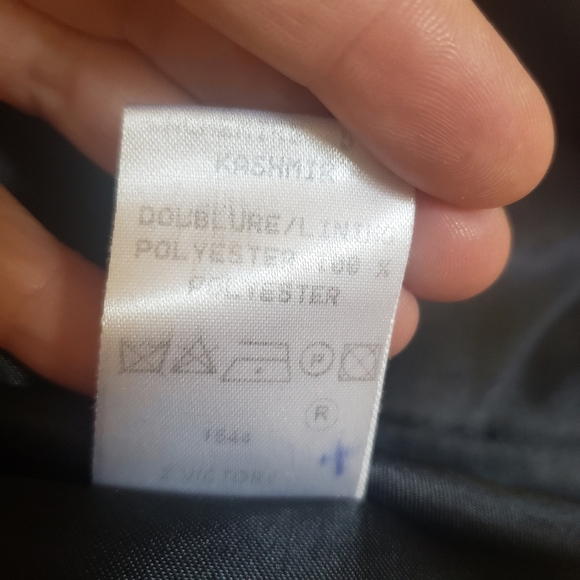 Tara Jarmon 36 Wool/Cashmere* Trench Coat Black Contrasting Faux Leather Trim - Picture 9 of 16